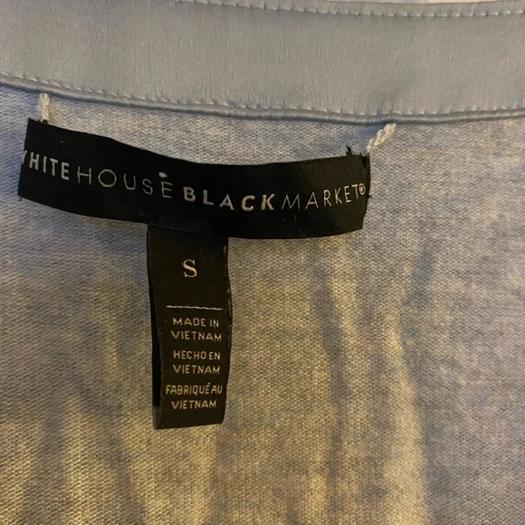 White House Black Market WHBM Blue Grey Wrap Front Sweater, Long Sleeves, SM - Picture 7 of 10